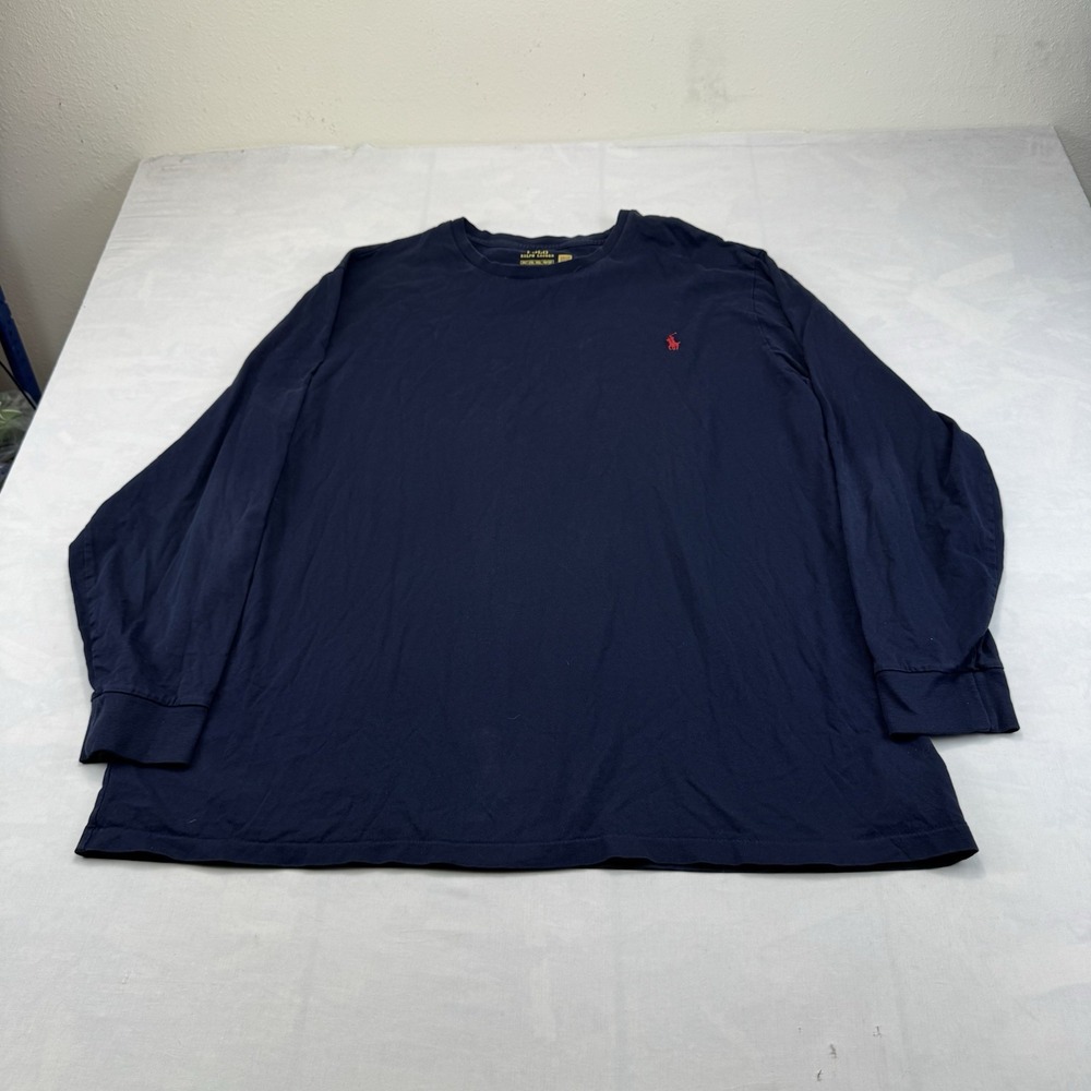 Polo Ralph Lauren Mens 2XLT Navy Blue Long Sleeve T Shirt Red Pony Big Tall